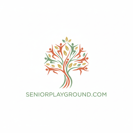 Tree-like logo with colorful design on a white background, featuring the text 'SeniorPlayground.com'.