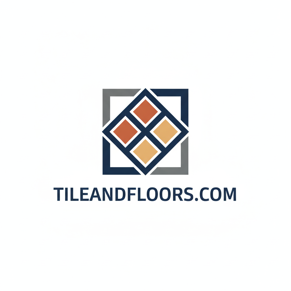 Logo for Tileandfloors.com with geometric design on a white background